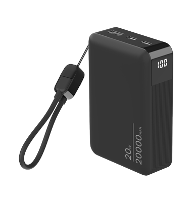 20W Slim Portable Power Bank with Detachable Cable